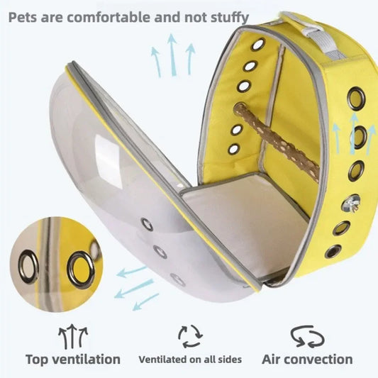 Bird Traval Carrier Cage Clear Backpack to Carry Parakeet Cockatiel Parrot with Metal Tray Wood Perch parrot cage bird nest