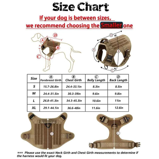 Heavy Duty No Pull Dog Harness and Leash Set – Tactical Training Vest for Medium to Large Dogs