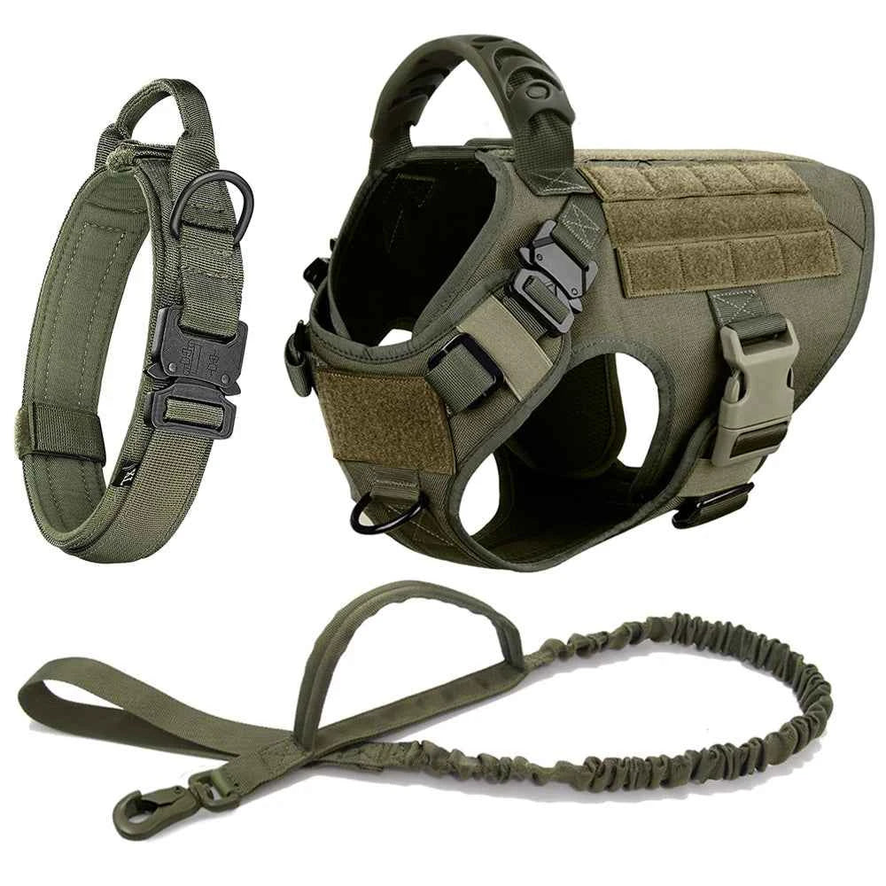 Heavy Duty No Pull Dog Harness and Leash Set – Tactical Training Vest for Medium to Large Dogs