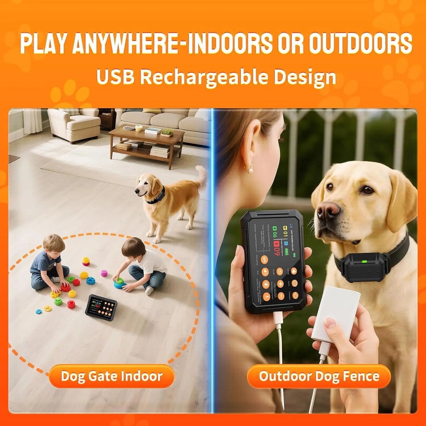 Wireless Dog Fence Radar 3in1 Training No Go Zone Waterproof Collar up to 1 acre