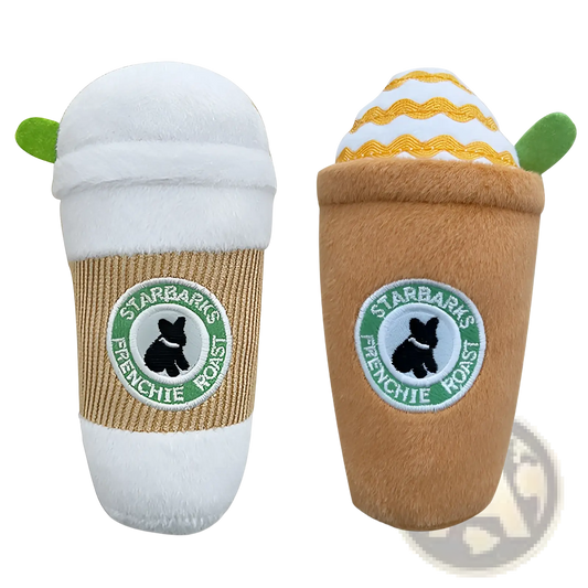 Dog Plush Coffee Cup Squeaky Toy 2 Pack