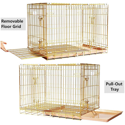 24-42" Collapsible Copper Gold Dog Crate GLD24/30/36/42