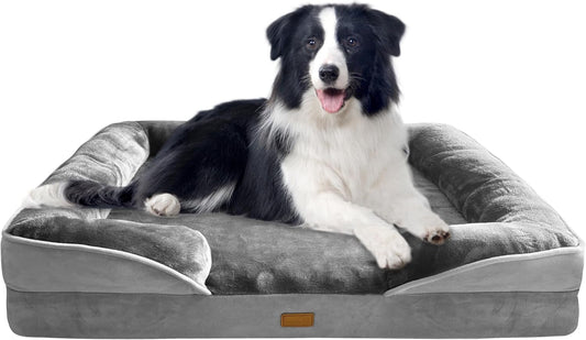 Orthopedic Dog Bed Sofa with Bolster Washable Cover Waterproof Liner