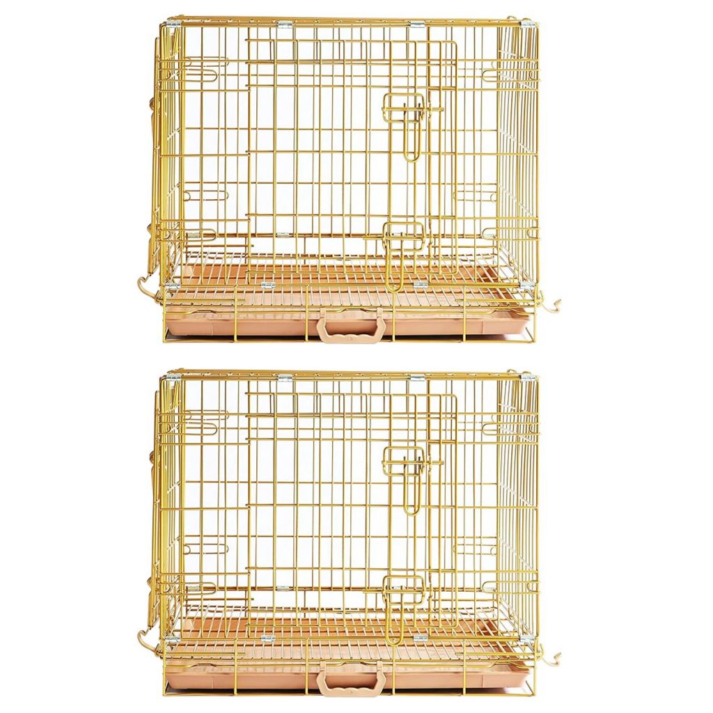 24-42" Collapsible Copper Gold Dog Crate GLD24/30/36/42