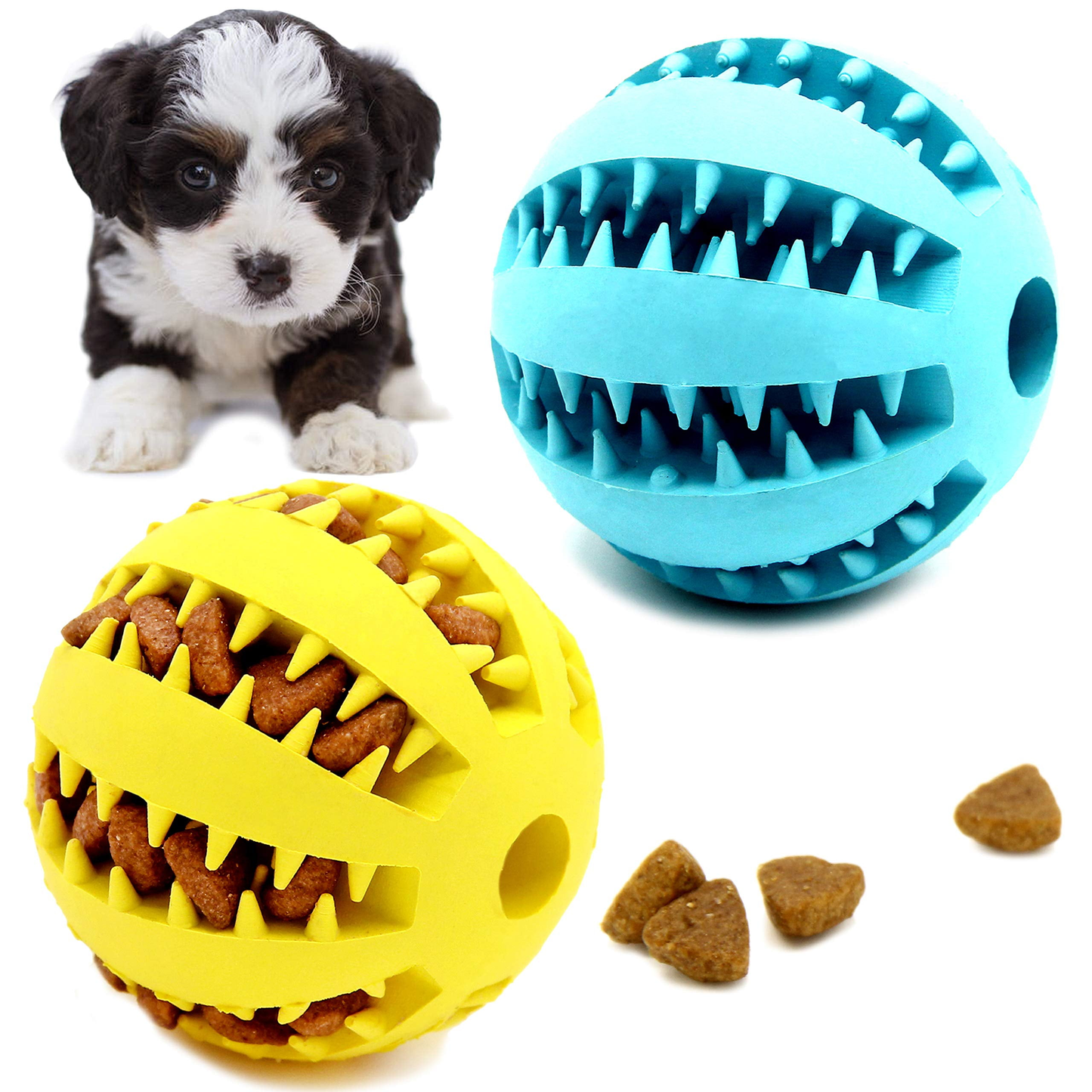 2.5” Squeaky Interactive Dog Balls for Puppy Teething Chew Toys for Small Dogs for Clean Teeth and Training