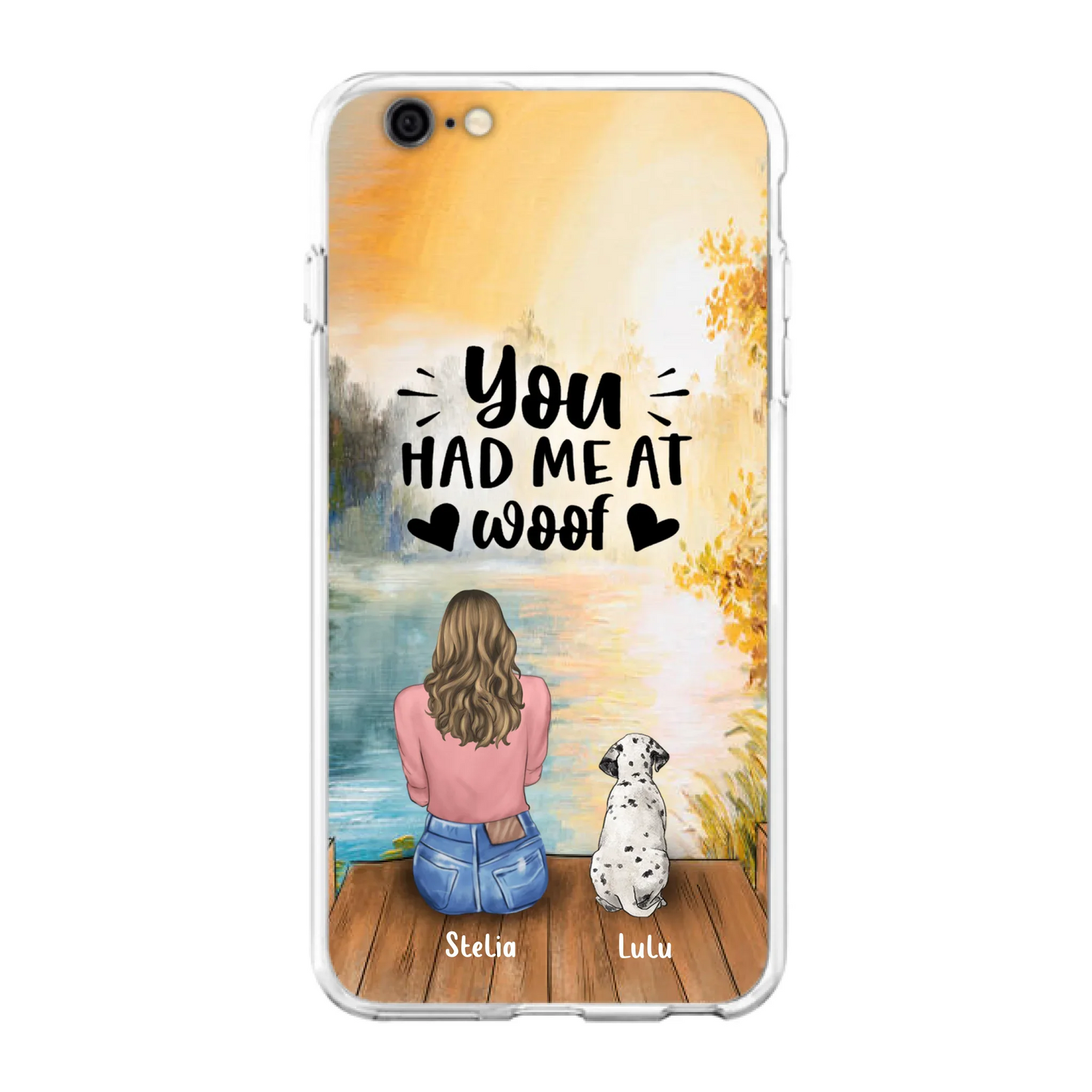 Custom Personalized Dog Mom Phone Case - Gifts For Dog Lovers With Upto 4 Dogs - You Had Me At Woof - Case For iPhone, Samsung