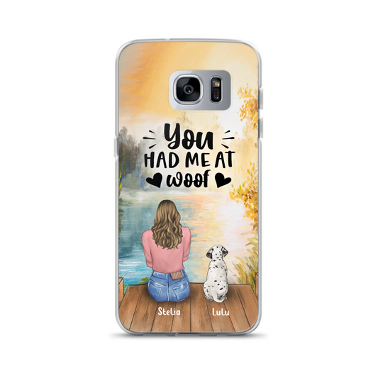 Custom Personalized Dog Mom Phone Case - Gifts For Dog Lovers With Upto 4 Dogs - You Had Me At Woof - Case For iPhone, Samsung
