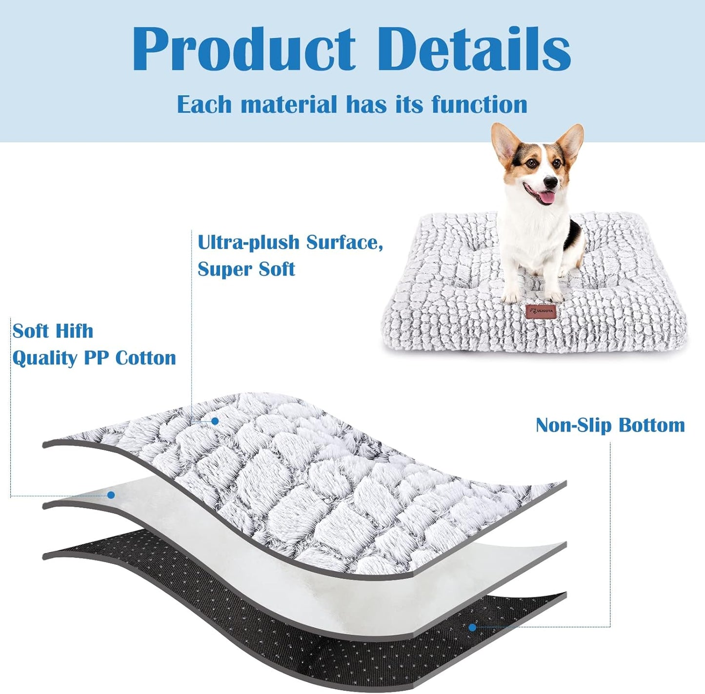 Dog Crate Bed Pad Soft Plush Washable Kennel Mat Anti Slip 24x18 For Small Dogs