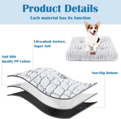 Dog Crate Bed Pad Soft Plush Washable Kennel Mat Anti Slip 24x18 For Small Dogs