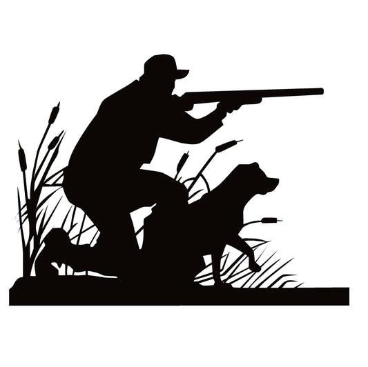 Hunter with Dog Sticker – Hunting Dog Window Vinyl Decal 7216