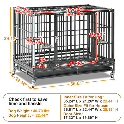37" Stackable Heavy Duty Dog Crate 371D07