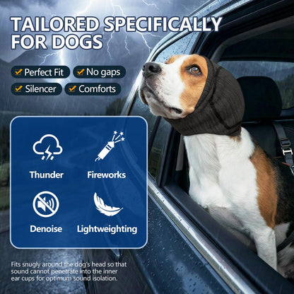 Soft Dog Ear Cover For Loud Noises,Thunderstorm&Fireworks-Dog Ear Wrap Hematoma For Ears Surgery Recovery Prevent Shaking, Scratching-Dogs Head Cover For Bathing, Grooming, Rainy Walks,Swimming