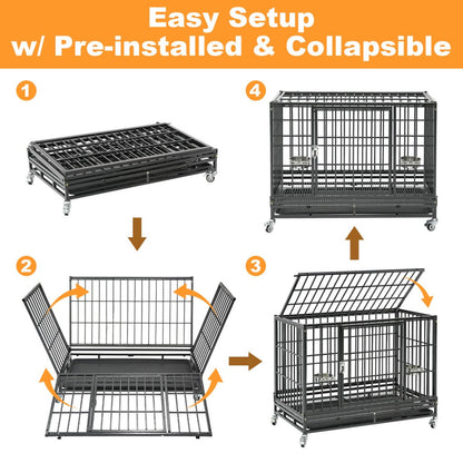 37" Stackable Heavy Duty Dog Crate 371D07