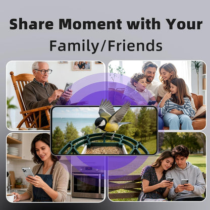 Bird Feeder Camera Solar WiFi 4MP 2.5K AI Motion Detection No Fee