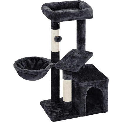 34''H Cat Tower, Cute Cat Tree with Condo Nest Platform Scratching Posts, Activity Center for Indoor Cats Play & Rest