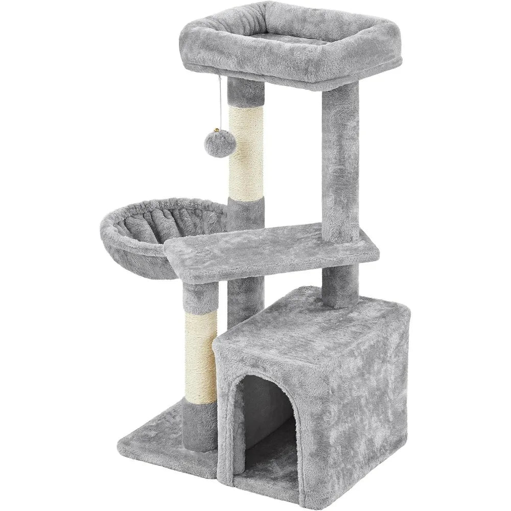 34''H Cat Tower, Cute Cat Tree with Condo Nest Platform Scratching Posts, Activity Center for Indoor Cats Play & Rest