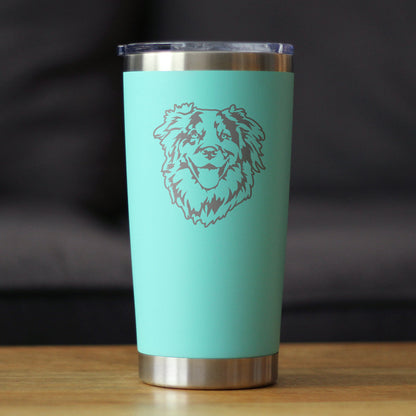 Australian Shepherd Face - Insulated Coffee Tumbler Cup with Sliding Lid - Stainless Steel Travel Mug - Unique Dog Gifts for Aussie Lovers