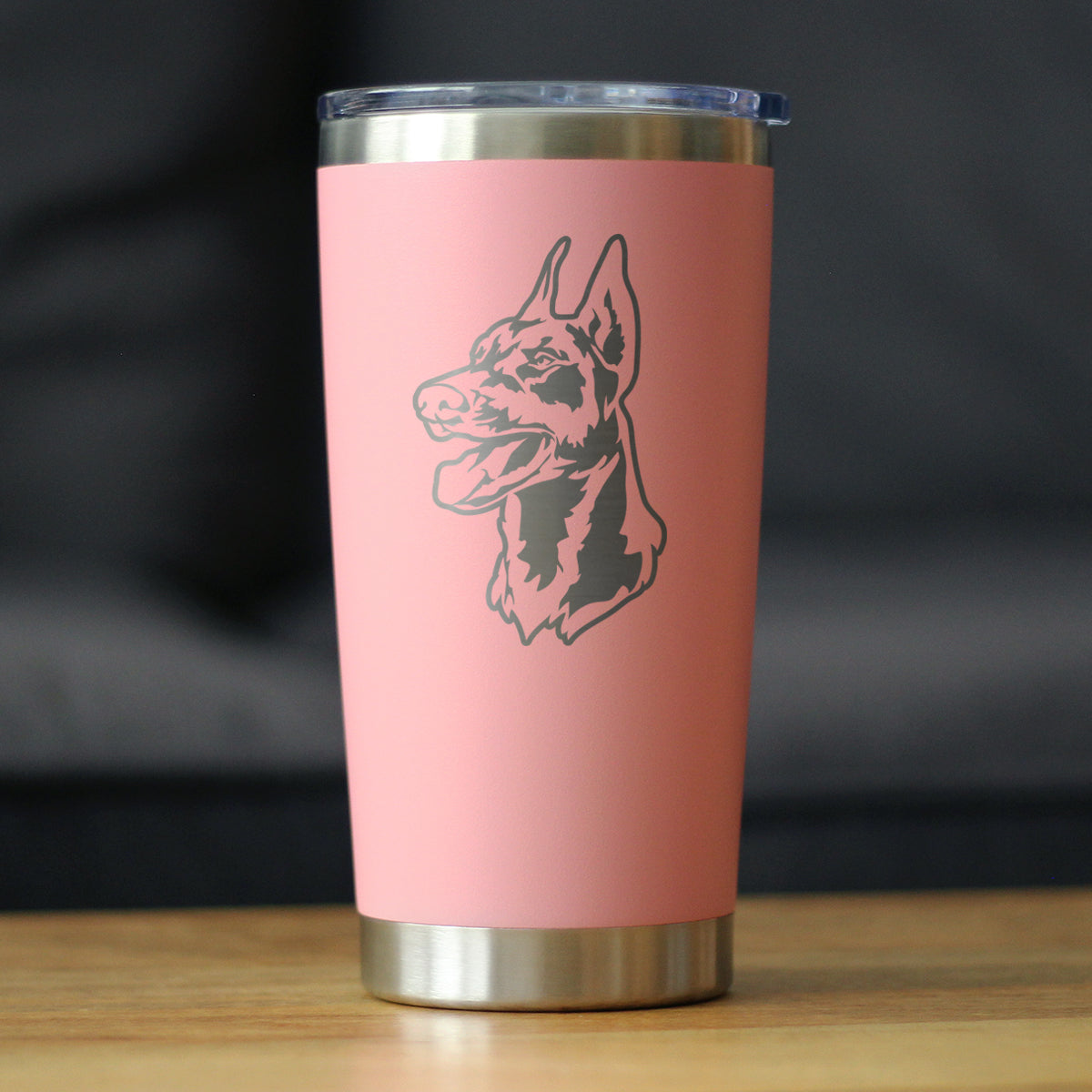 Doberman Face - Insulated Coffee Tumbler Cup with Sliding Lid - Stainless Steel Travel Mug - Doberman Dog Gifts for Women and Men