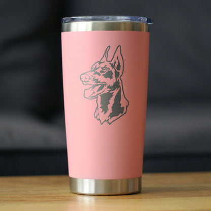 Doberman Face - Insulated Coffee Tumbler Cup with Sliding Lid - Stainless Steel Travel Mug - Doberman Dog Gifts for Women and Men