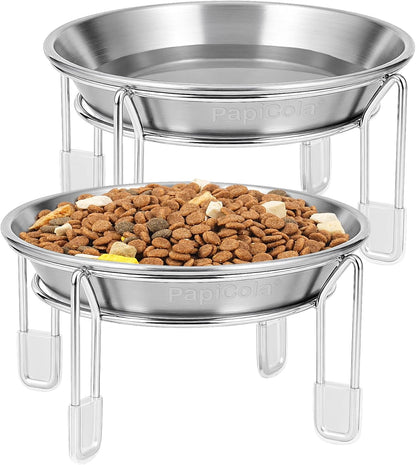 Elevated Cat Bowls Stainless Steel Raised Anti Vomit Small Dog 2/3 Pack