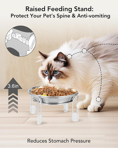 Elevated Cat Bowls Stainless Steel Raised Anti Vomit Small Dog 2/3 Pack