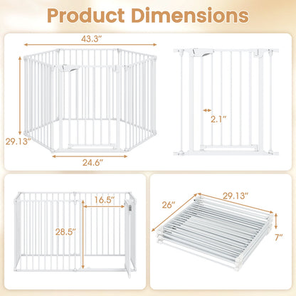Extra Wide Baby Gate Fits 34.5-154" Openings 6-Panel Adjustable Pet Safety Fence