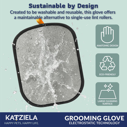 FurTidy Glove by Katziela – Pet Hair Remover Glove for Dogs & Cats, Reusable Electrostatic Grooming Mitt for Furniture, Clothing, Carpet & Car Seats – Washable & Eco-Friendly Deshedding Tool