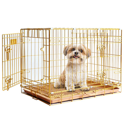 24-42" Collapsible Copper Gold Dog Crate GLD24/30/36/42
