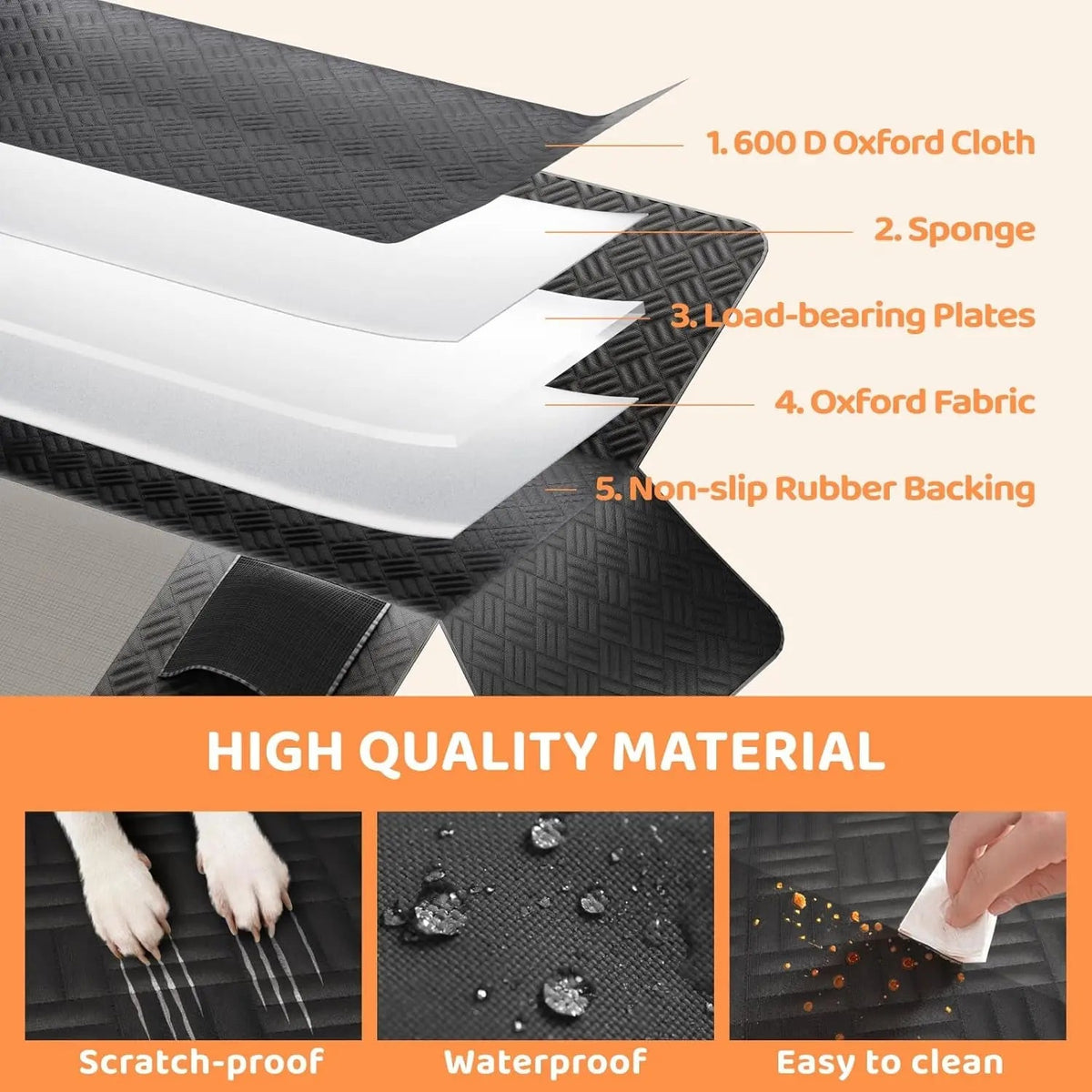 Hard Bottom Dog Car Seat Cover Hammock for Back Seat SUV Truck