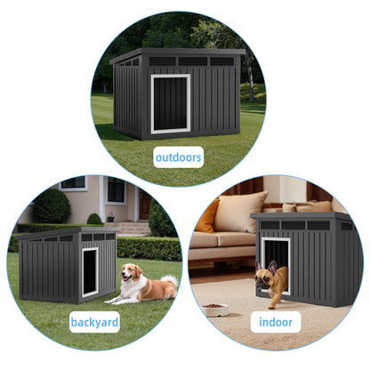Resin Dog House With Hydraulic Rod Waterproof Insulated Kennel