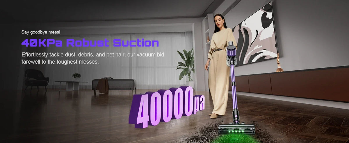 Cordless Handheld Vacuum Cleaner,55KPA,Touch Screen,Smart Dust Sensor,Auto Speed Control for Home Bed/Carpet/Pet Hair/Hard Floor