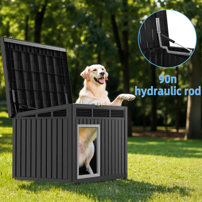 Resin Dog House With Hydraulic Rod Waterproof Insulated Kennel