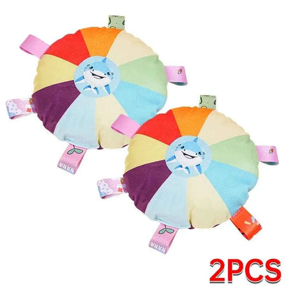 Rainbow Plush Flying Saucer Dog Toy – Interactive Chew & Training Disc