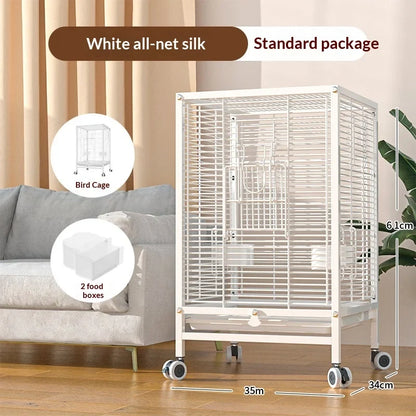 Large Parrot Cockatiel Bird Cage Nests Breeding Villa High Visibility Panels Horizontal Bar Anti Spill Tray Easy Clean Parrot
