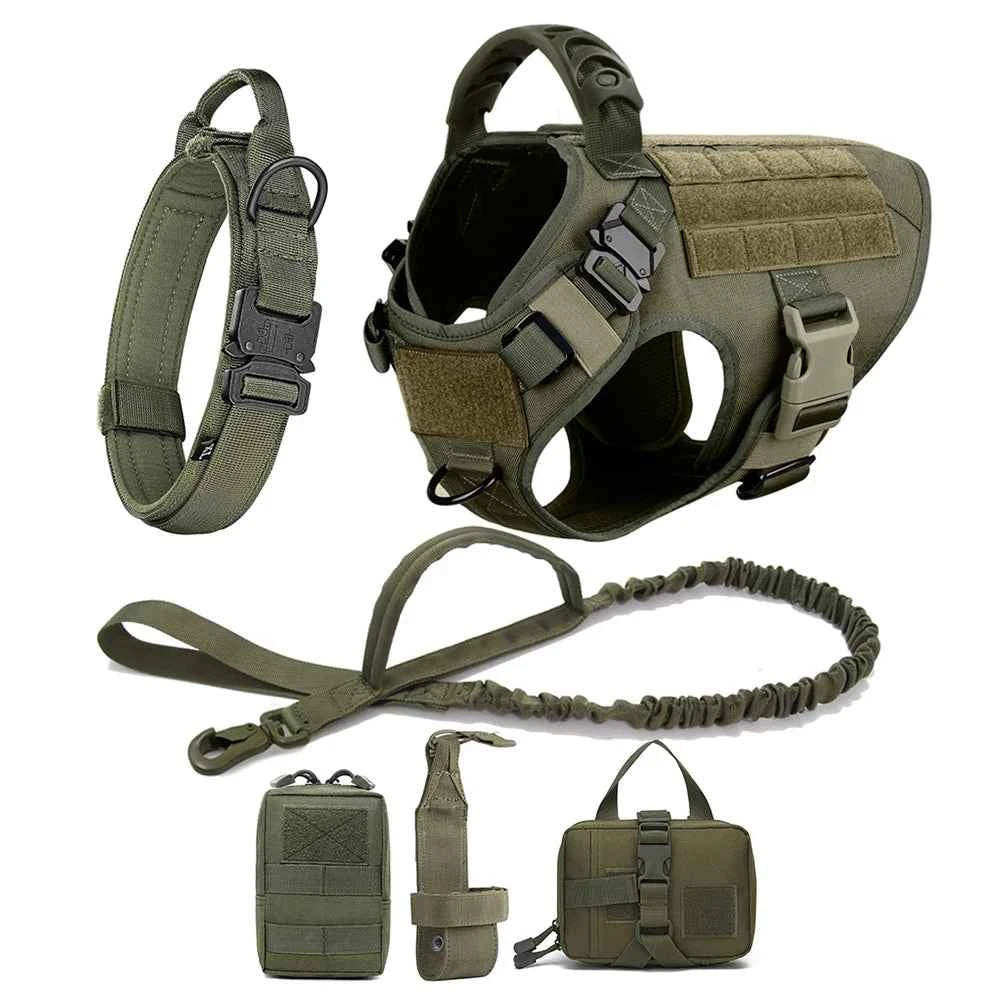 Heavy Duty No Pull Dog Harness and Leash Set – Tactical Training Vest for Medium to Large Dogs