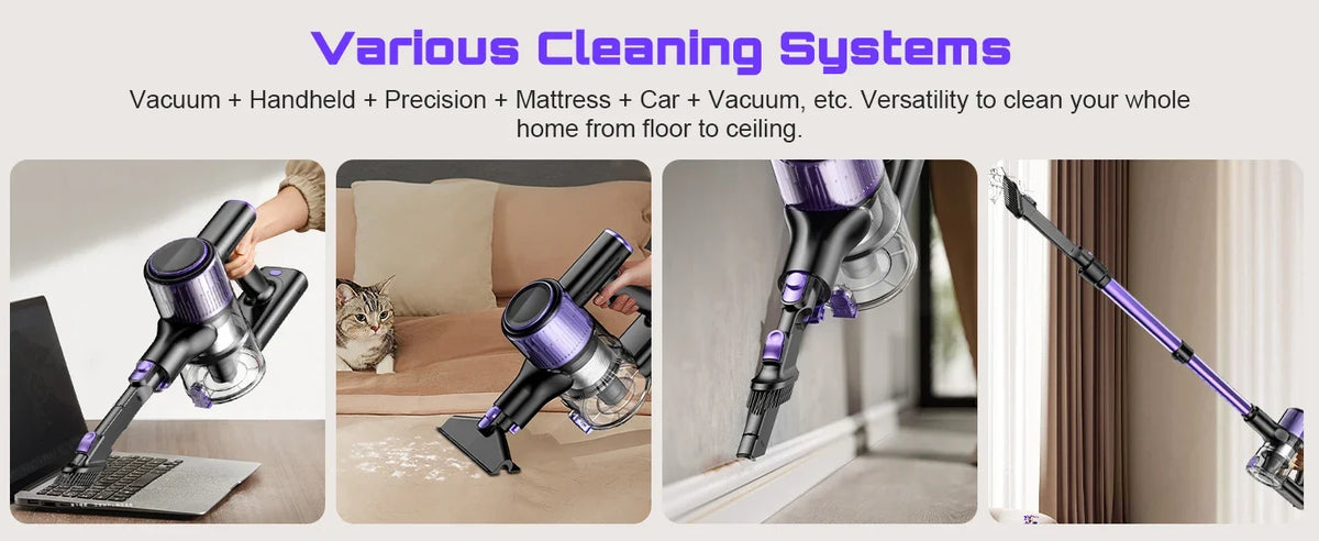 Cordless Handheld Vacuum Cleaner,55KPA,Touch Screen,Smart Dust Sensor,Auto Speed Control for Home Bed/Carpet/Pet Hair/Hard Floor