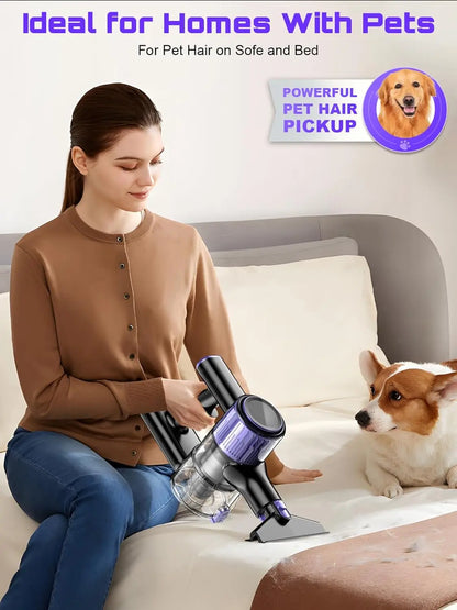 Cordless Handheld Vacuum Cleaner,55KPA,Touch Screen,Smart Dust Sensor,Auto Speed Control for Home Bed/Carpet/Pet Hair/Hard Floor