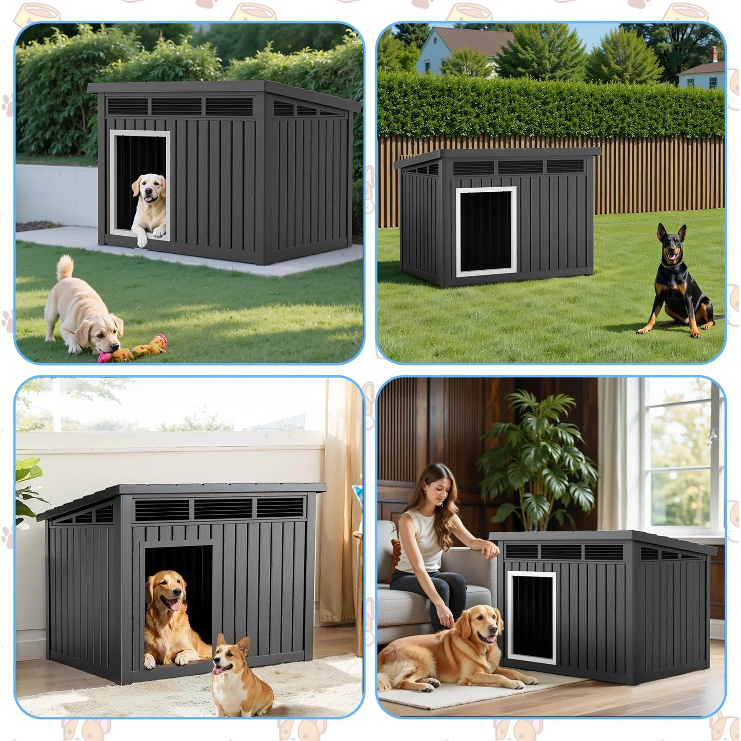 Resin Dog House With Hydraulic Rod Waterproof Insulated Kennel