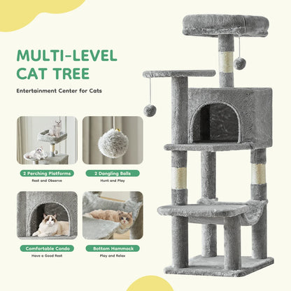 JHKCN Cat Tree Tall Multi-Cat Climbing Tower Sisal Posts