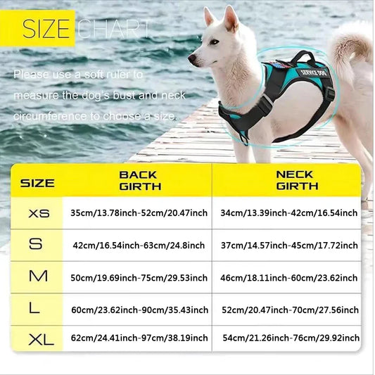 Service Dog Harness, Reflective Dog Vest Harness with 5 PCS Patches, Adjustable Soft Oxford Pet Harness, Inner Layer Mesh, Easy