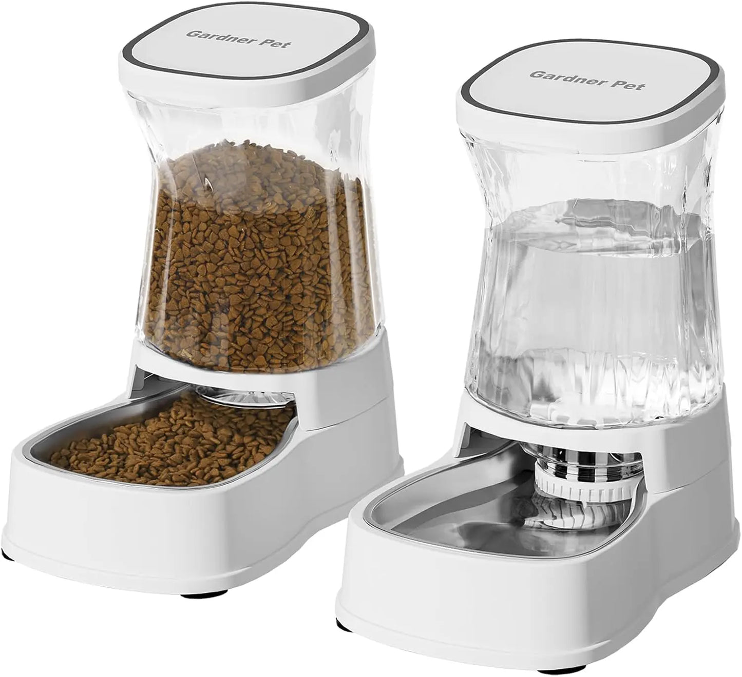 Automatic Pet Feeder And Water Dispenser Set Stainless Steel Bowls