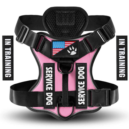 Service Dog Harness, Reflective Dog Vest Harness with 5 PCS Patches, Adjustable Soft Oxford Pet Harness, Inner Layer Mesh, Easy