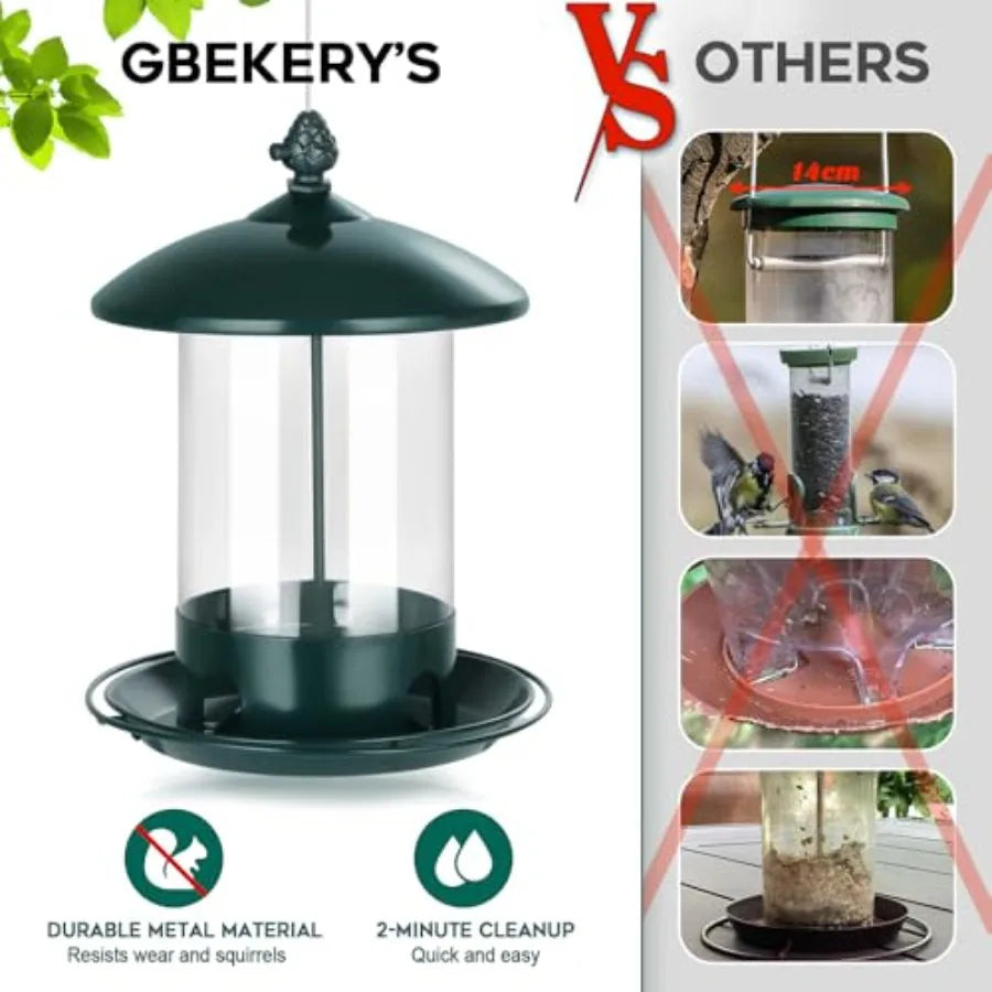 Metal Bird Feeders Outdoor Hanging Weather Resistant 360 Degree Tray