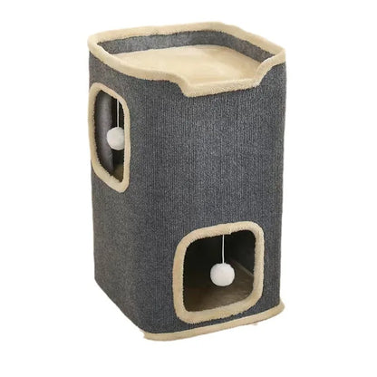 1-3 Level Cat House for Indoor Cats Hideaway Cave Cushions Cat Tower Condo for Multi Small Pet and Large Cats Indoordog House