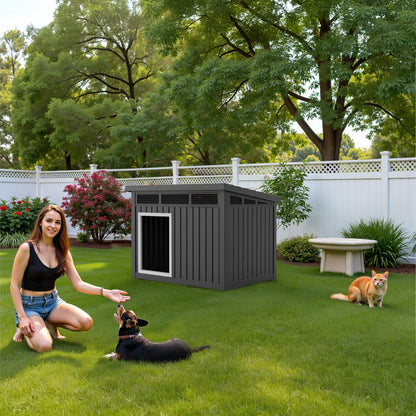 Resin Dog House With Hydraulic Rod Waterproof Insulated Kennel