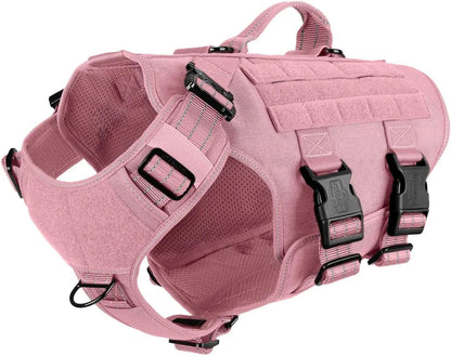 Tactical Dog Harness 6 Buckle No Pull MOLLE Vest Adjustable 3/4 Coverage