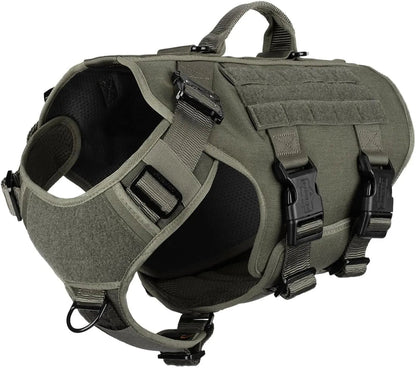 Tactical Dog Harness 6 Buckle No Pull MOLLE Vest Adjustable 3/4 Coverage