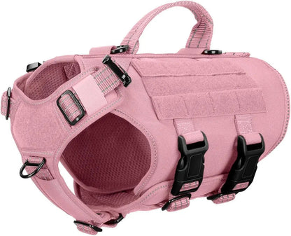Tactical Dog Harness 6 Buckle No Pull MOLLE Vest Adjustable 3/4 Coverage