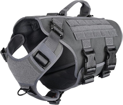 Tactical Dog Harness 6 Buckle No Pull MOLLE Vest Adjustable 3/4 Coverage