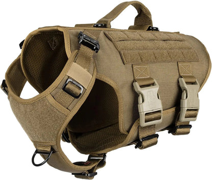 Tactical Dog Harness 6 Buckle No Pull MOLLE Vest Adjustable 3/4 Coverage
